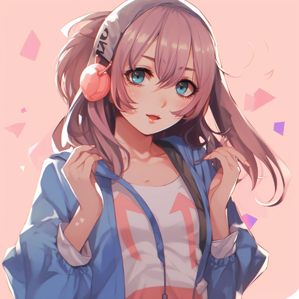 Anime girl with a unique fashion sense, intricate detailing on clothing and warm tones. stylish anime girl pfp pfp for discord.