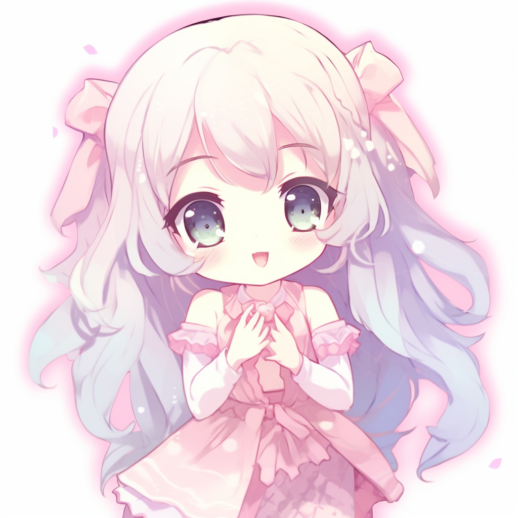 Chibi girl with soft pastel colors, cute and simple lines. top tier kawaii anime pfp