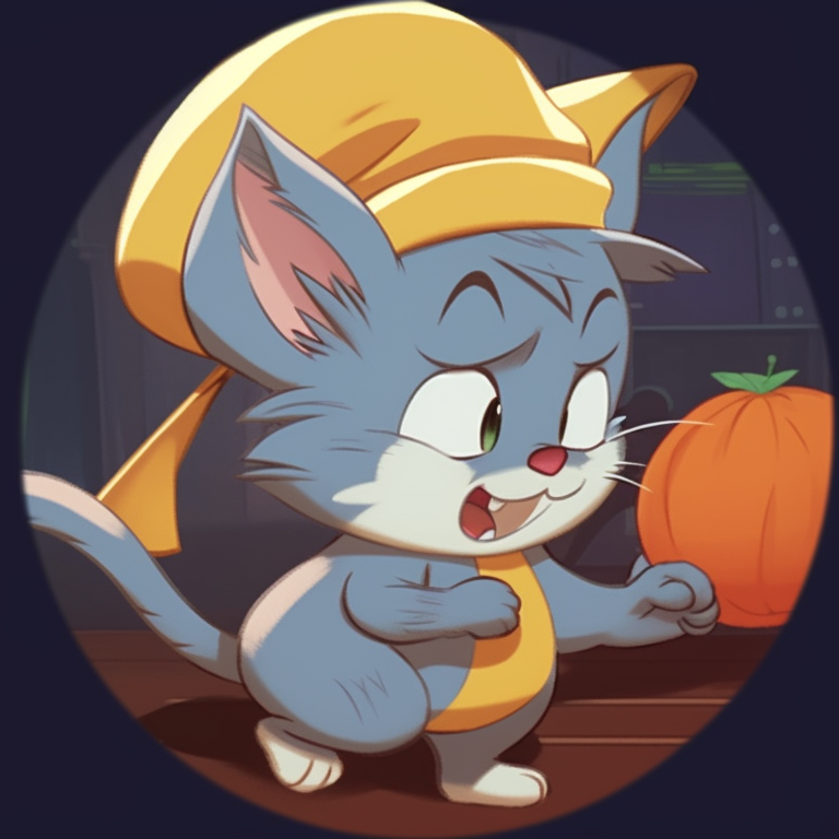Tom and Jerry under a full moon, solid outlines and contrasting bright and dark colors. tom and jerry matching pfp halloween theme collection pfp for discord.
