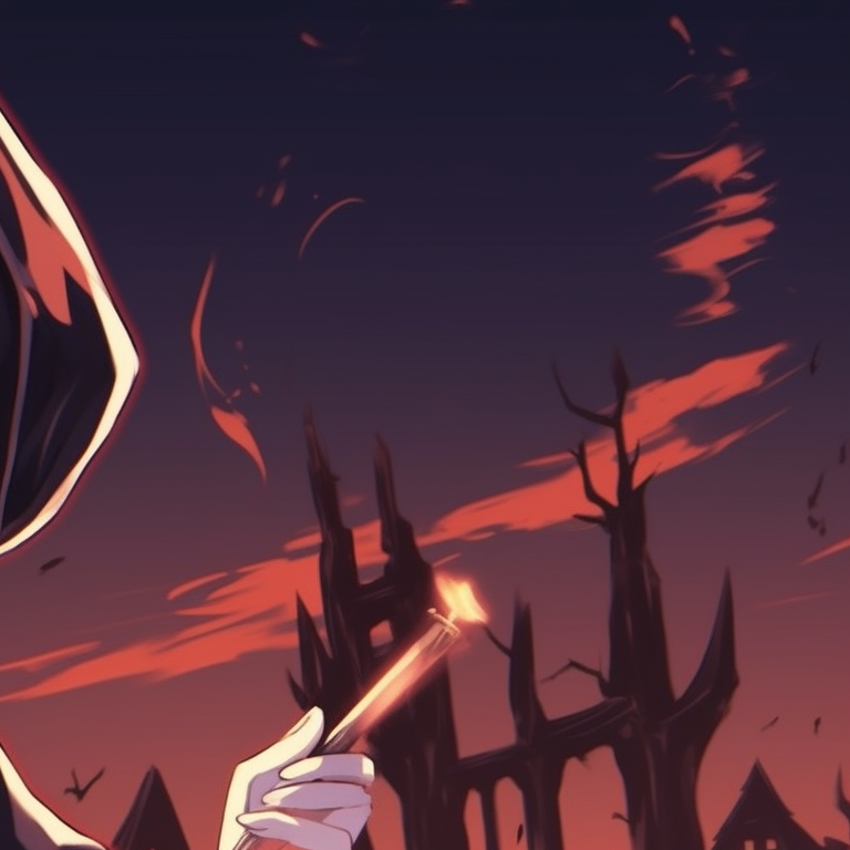 Two characters draped in enchanting fairy costumes, under an eerie moonlit sky. anime halloween matching pfp themes pfp for discord.