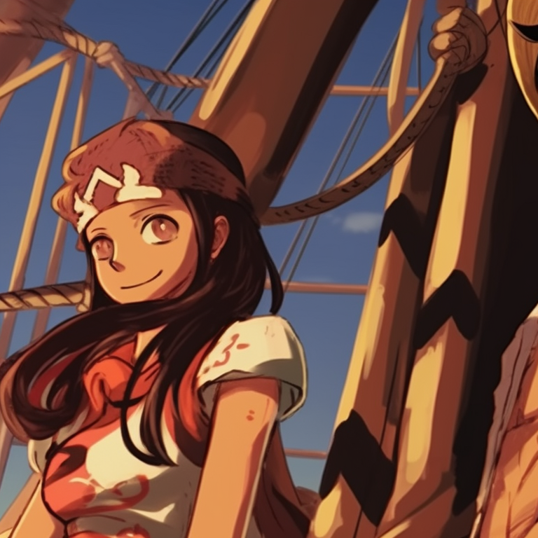 Two characters holding a compass, earthy tones and a clear horizon. one piece matching pfp ideas pfp for discord.