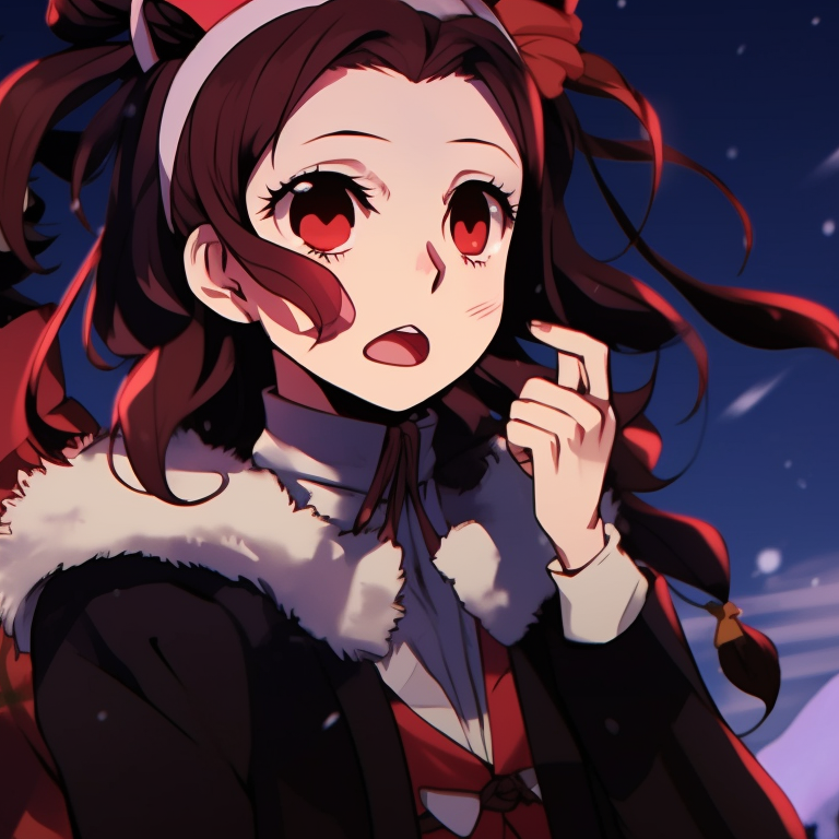 Giyuu and Kanao decorating a Christmas tree, vibrant colors and detailed ornaments. demon slayer christmas pfp ideas pfp for discord.