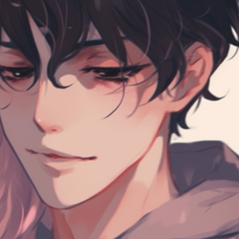 Two characters serenading each other, warm twilight colors and background of a quiet town cute couple matching aesthetics pfp pfp for discord.