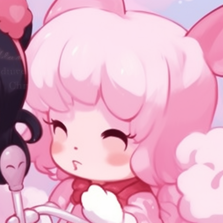 Hello Kitty and Dear Daniel, iconic characters in playful poses. sanrio captivating matching pfp pfp for discord.