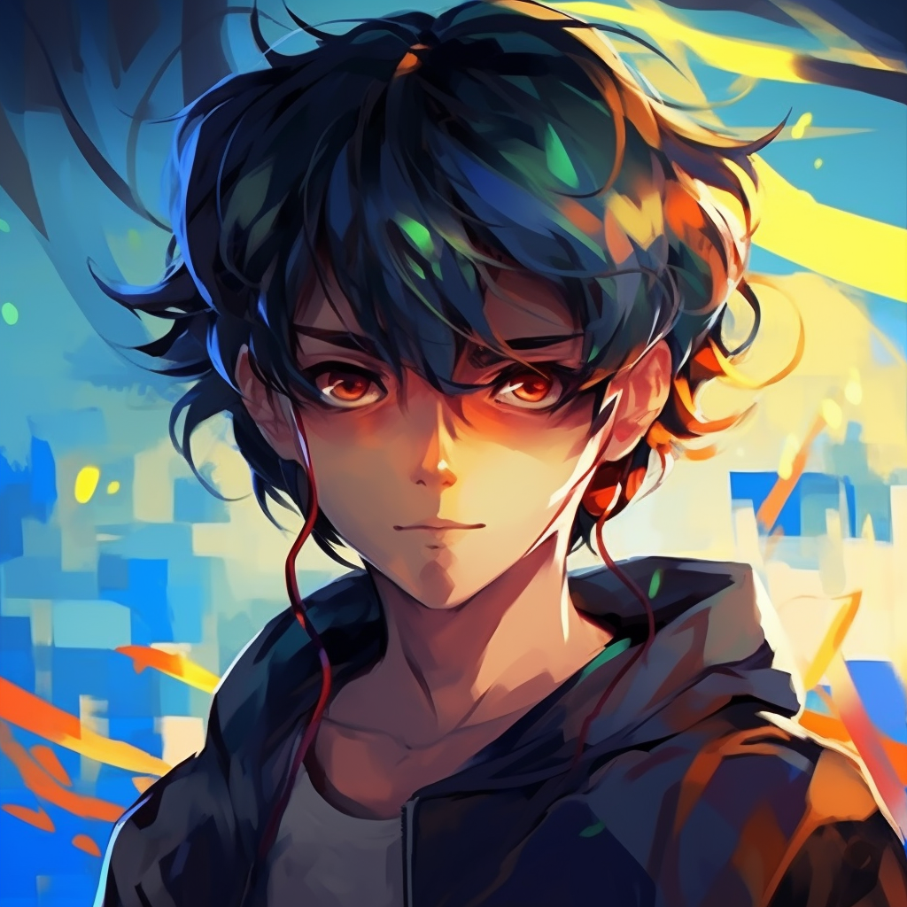 Anime boy's profile showcased through artistic lines and well-balanced composition. anime pfp boy artsy