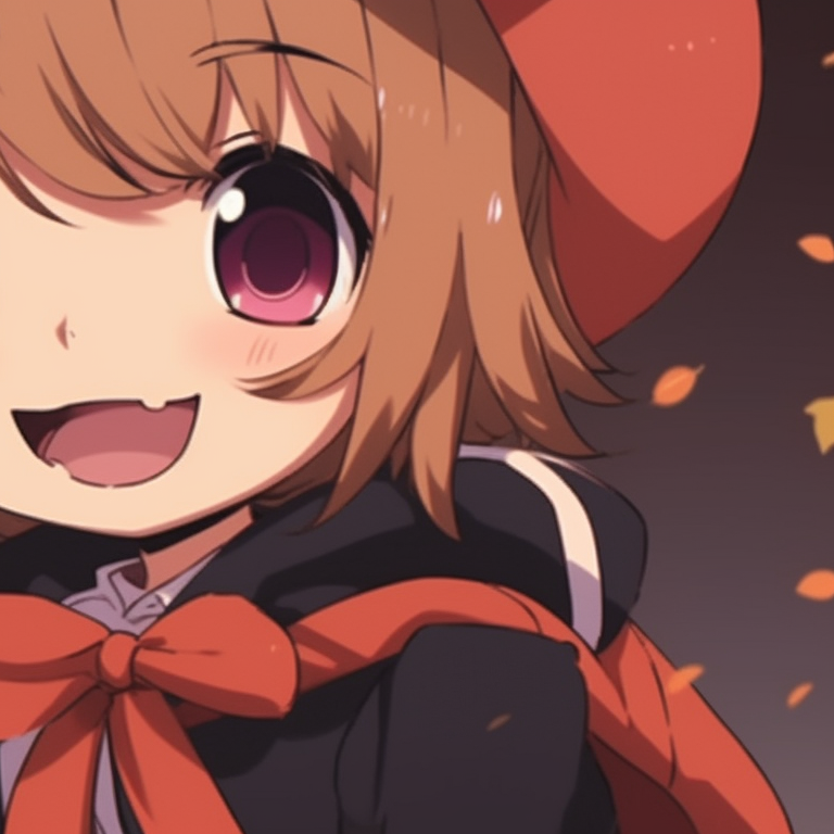 Dynamic portrayal of two characters, playful interaction highlighted by their matching pumpkin Christmas hats. cute matching christmas pumpkin pfp pfp for discord.