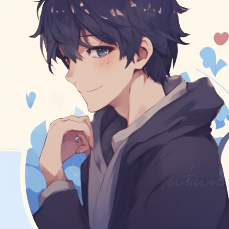 Two characters, lush greenery and mystical elements, making a heart shape with intertwined arms. charming matching anime pfp for couples pfp for discord.