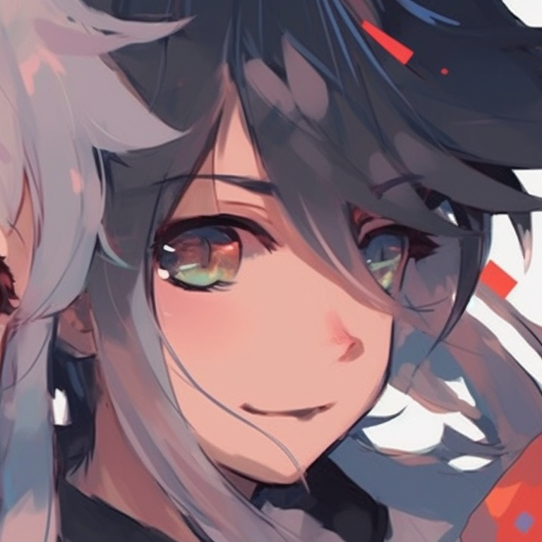 Two anime characters in school uniforms, simplistic art style, looking sincerely at each other. best friends matching pfp for anime lovers pfp for discord.