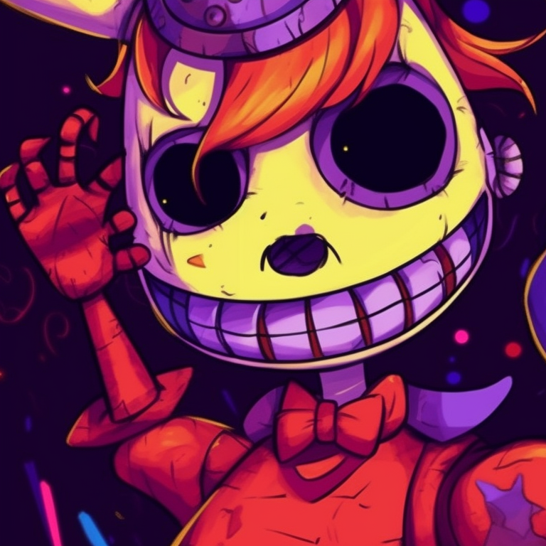 Two FNAF characters in a strain, dynamic lines and darker shades displaying a sense of struggle. matching fnaf halloween profile images pfp for discord.