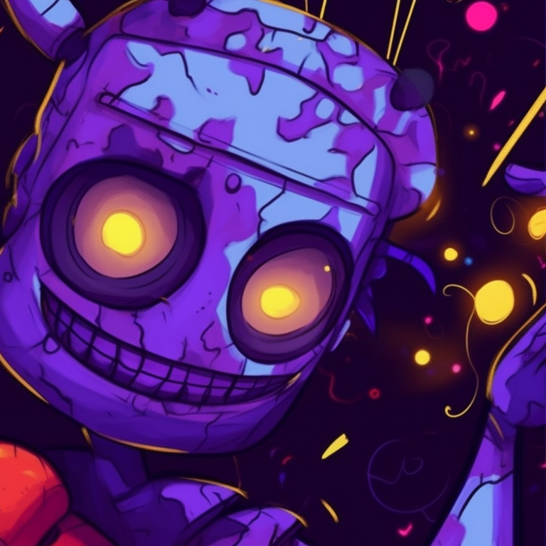 Two FNAF characters in a strain, dynamic lines and darker shades displaying a sense of struggle. matching fnaf halloween profile images pfp for discord.
