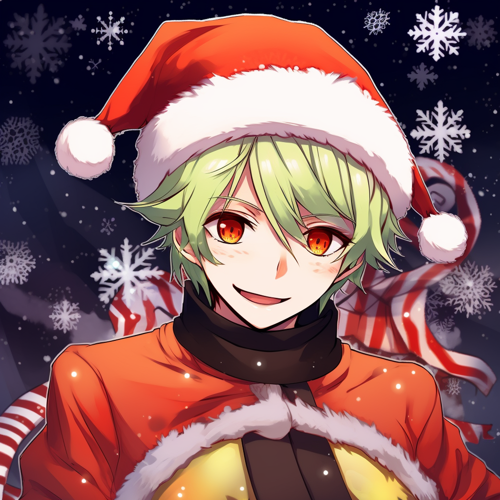 Close-up of Naruto with a Christmas cap, dynamic poses and bold festive lines. christmas anime themed wallpapers