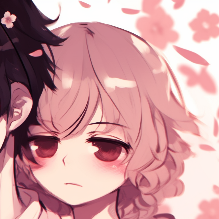 Two characters sharing a rainbow backdrop, jubilant expressions in watercolor shades. cool memcchi matching pfp pfp for discord.