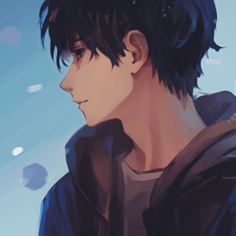 Two characters, cool blue tones and wistful expressions, closely holding hands. charming matching anime pfp for couples pfp for discord.