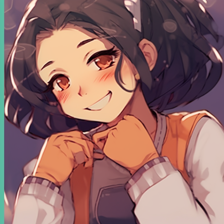 Two school uniform-clad characters, detailed bags and books, looking away from each other with smiles. popular anime matching pfp friends pfp for discord.