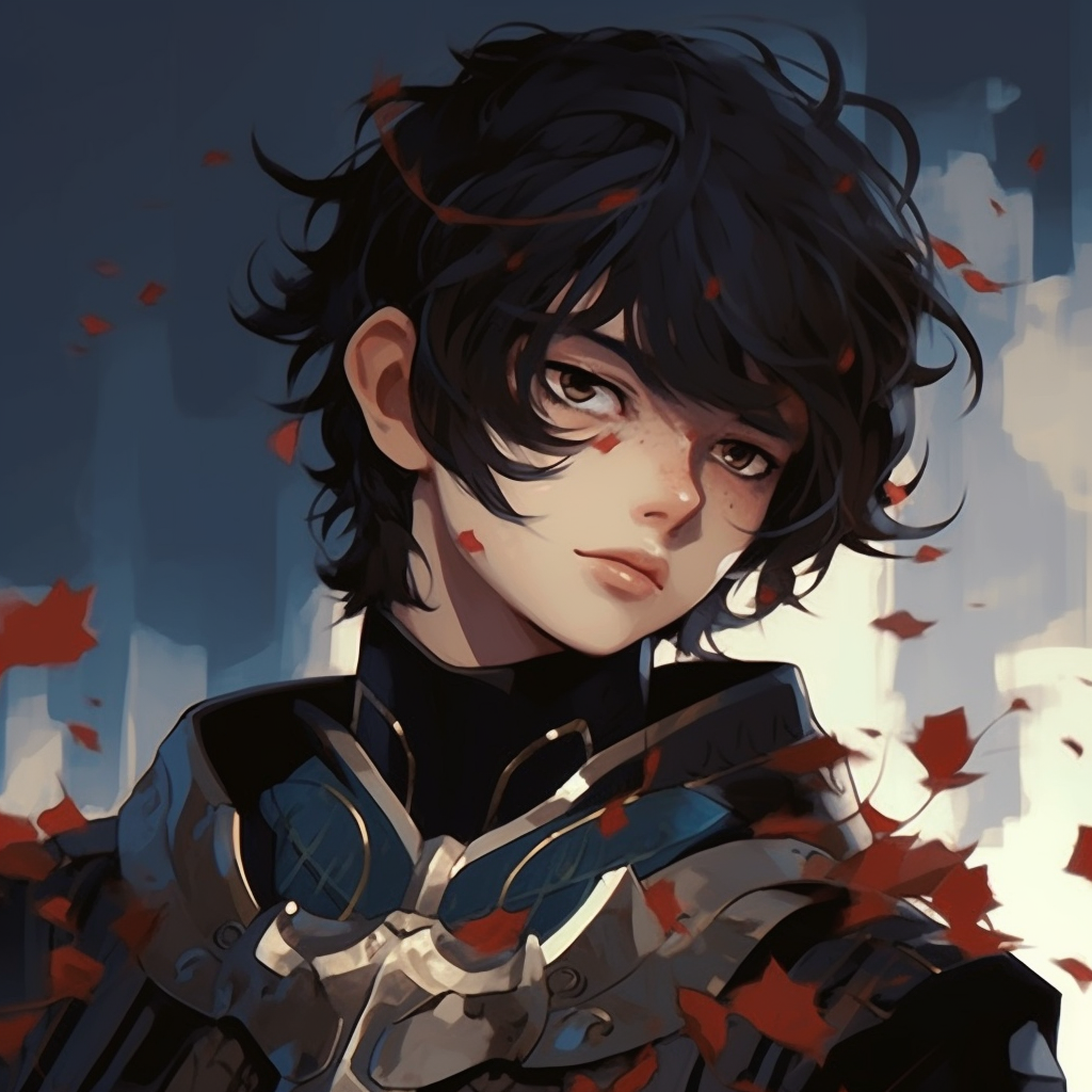 Samurai boy holding the sword in a battle stance, dynamic pose and strong lines. anime boy pfp concepts anime pfp