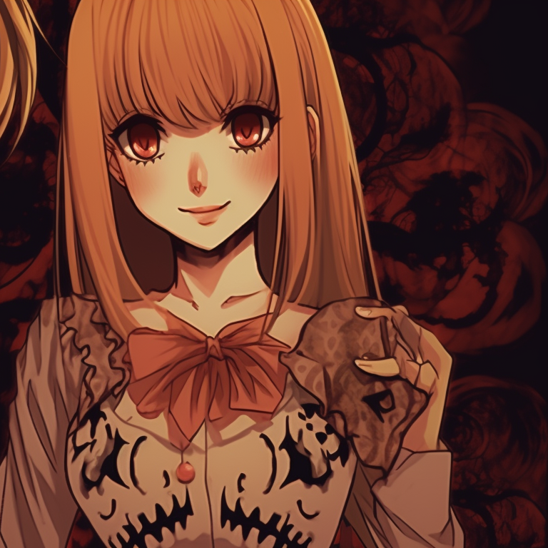 Misa Amane and Light Yagami in vampiric attire, lavish use of crimson and scarlet shades. misa amane matching spooky outfits pfp for discord.