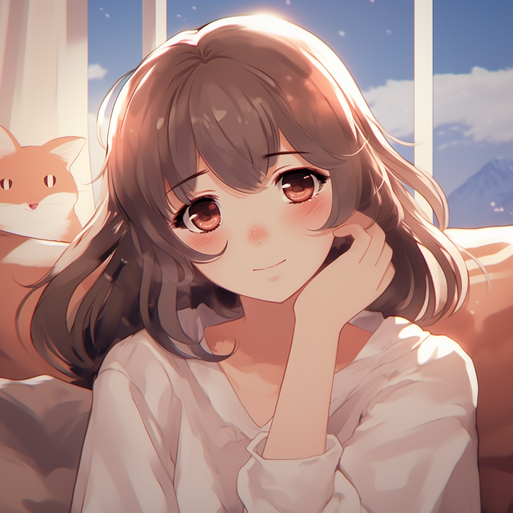 Characters lying on a meadow gazing at the sky, depiction of sky and stars with serene hues. relaxing cute pfp anime