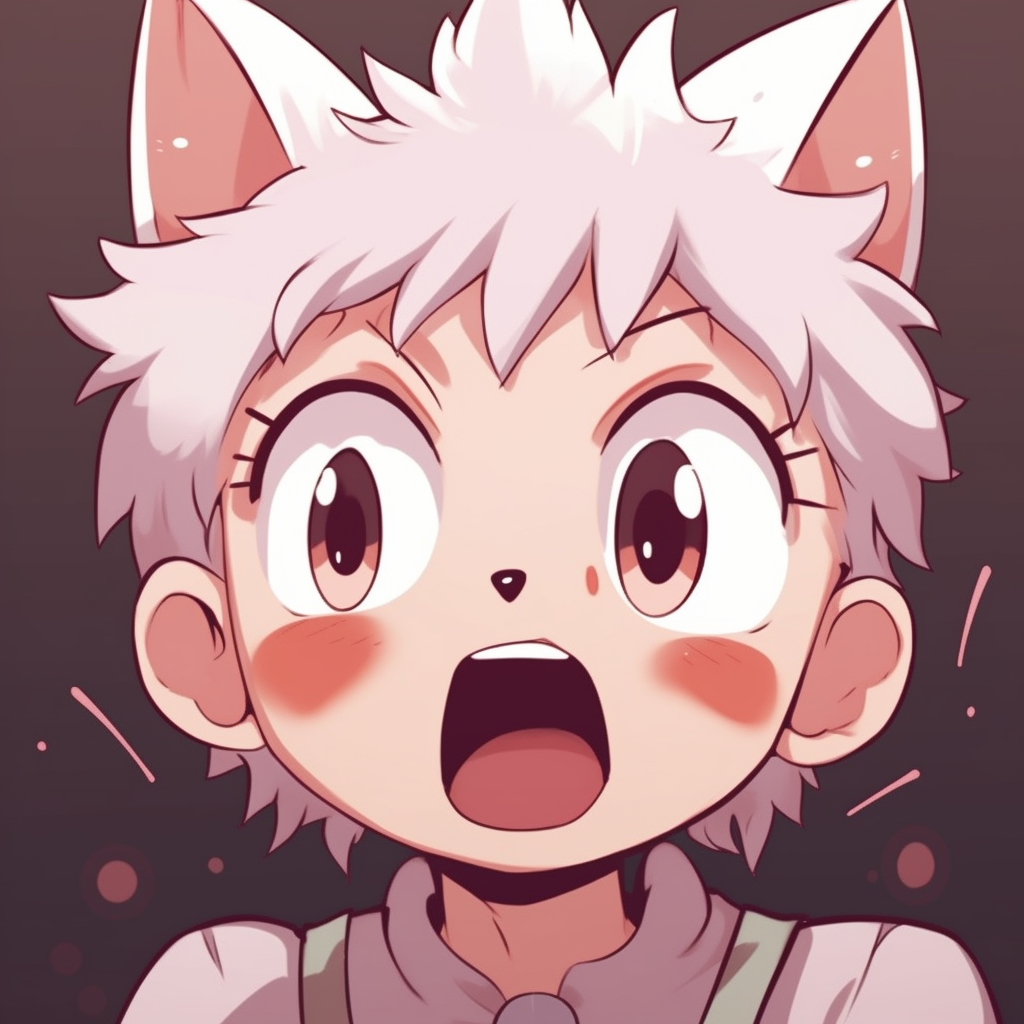Offbeat anime pfp of a feline character showing humor, artsy cat patterns and vivid palette. unusual anime pfp funny pfp for discord.