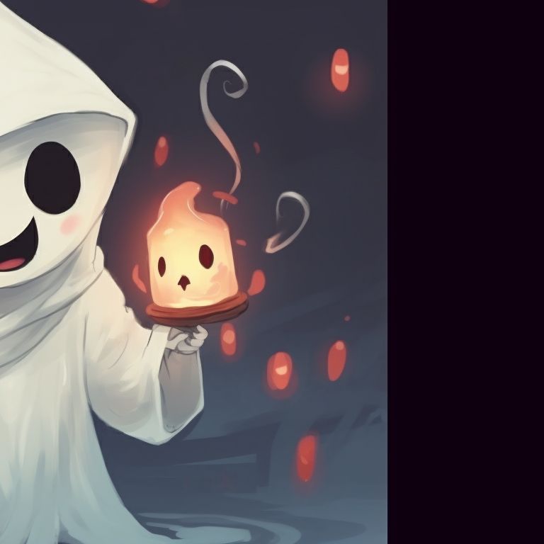 Two ghost characters, Christmas lights entwined, and snowy background. matching christmas pfp ghost illustrations pfp for discord.