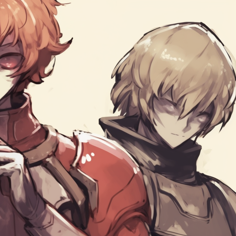 Three characters in royal attire, gold accents and soft pastel environments, gathered in a hall. classic matching trio pfp pfp for discord.