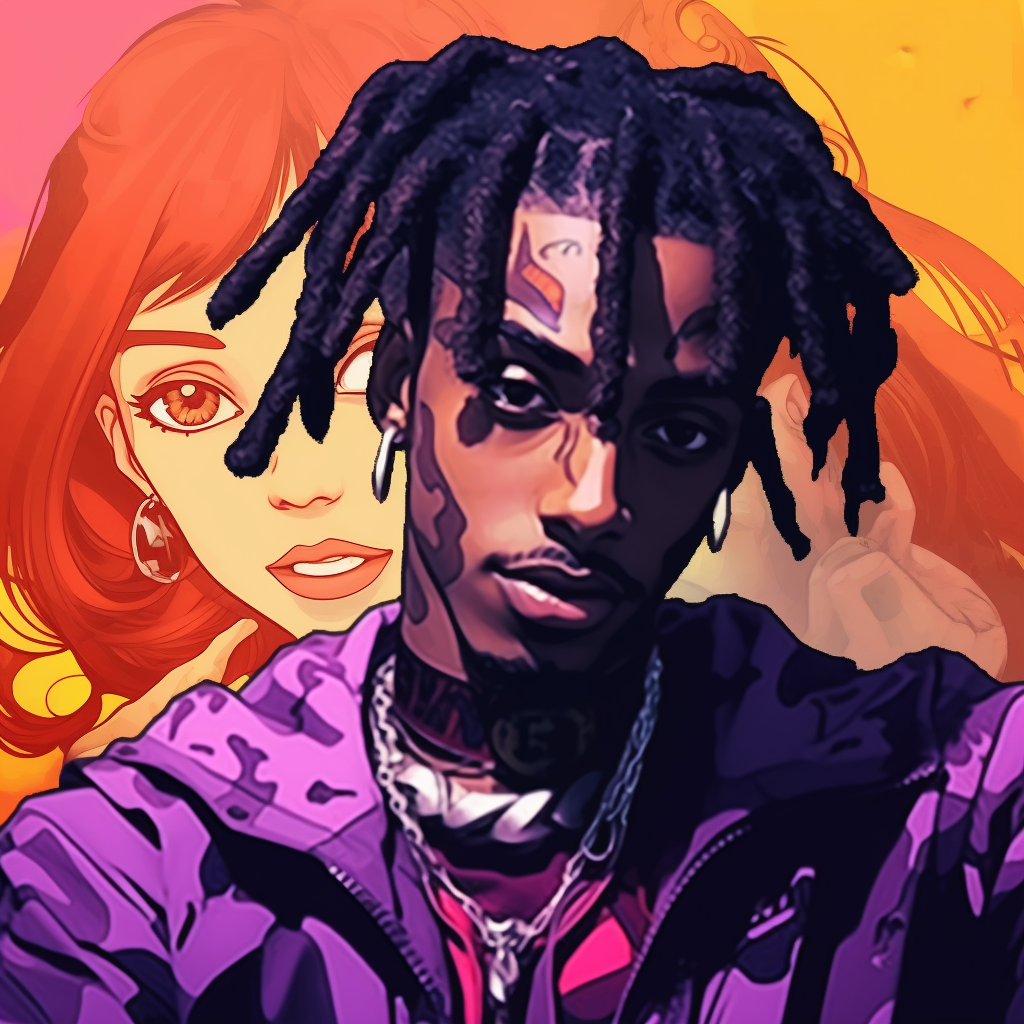 Playboi Carti depiction in anime style, intricate linework and vibrant colors. playboi carti pfp anime wallpaper