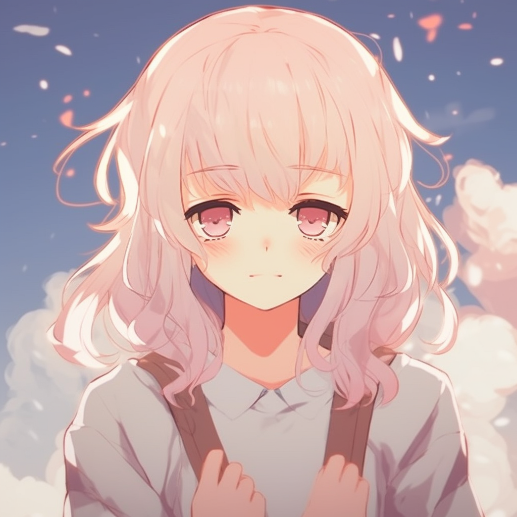 Detailed area of an anime girl in pastel, exhibiting neat linework and soft pastel shades. big collection of aesthetic cute anime pfp pfp for discord.