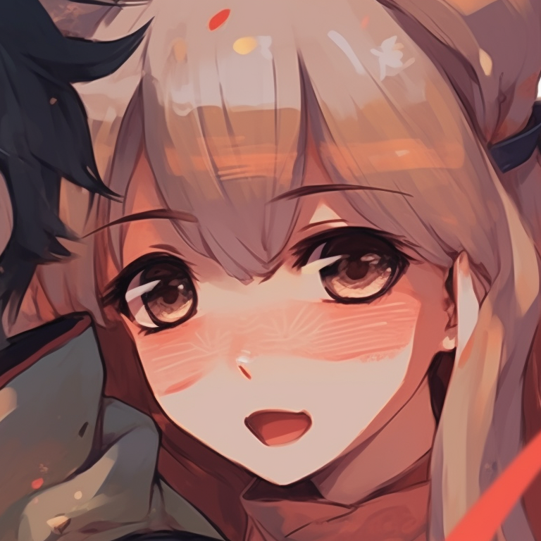 Sorrowful Naruto and hopeful Sakura, the contrast in expressions highlighted by strong lines and colors. beautiful matching pfp pfp for discord.