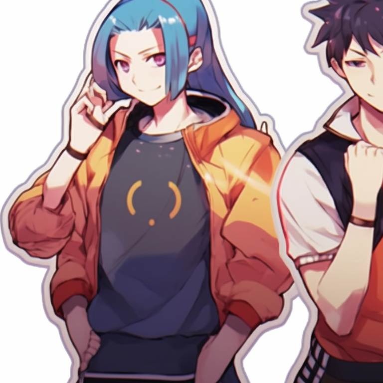 Four characters in an outdoor scene, rich background depiction and adventurous mood. boyish matching pfp for 4 friends pfp for discord.