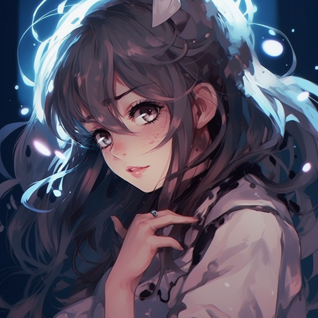An aesthetic anime girl in the glow of moonlight, tones of blue and white colors. anime pfp girl in aesthetic artHD, free download