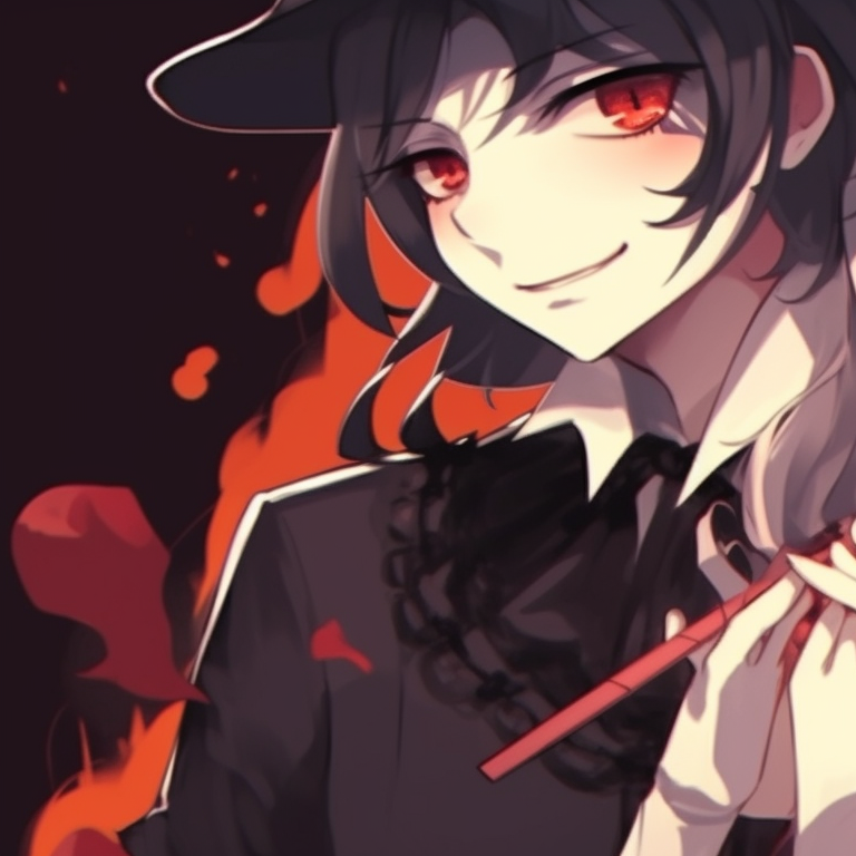 Male and female characters engaged in a stare, ominous and dark shading. details of anime couple halloween scene backdrop pfp for discord.