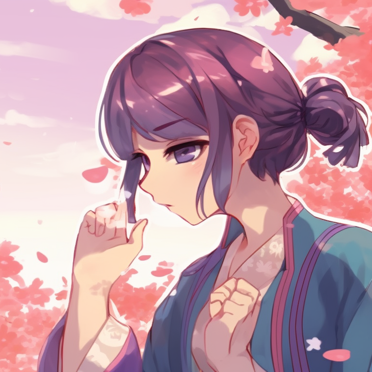 Two characters in traditional school uniforms, crisp lines and clean style. discord matching pfp anime edition pfp for discord.