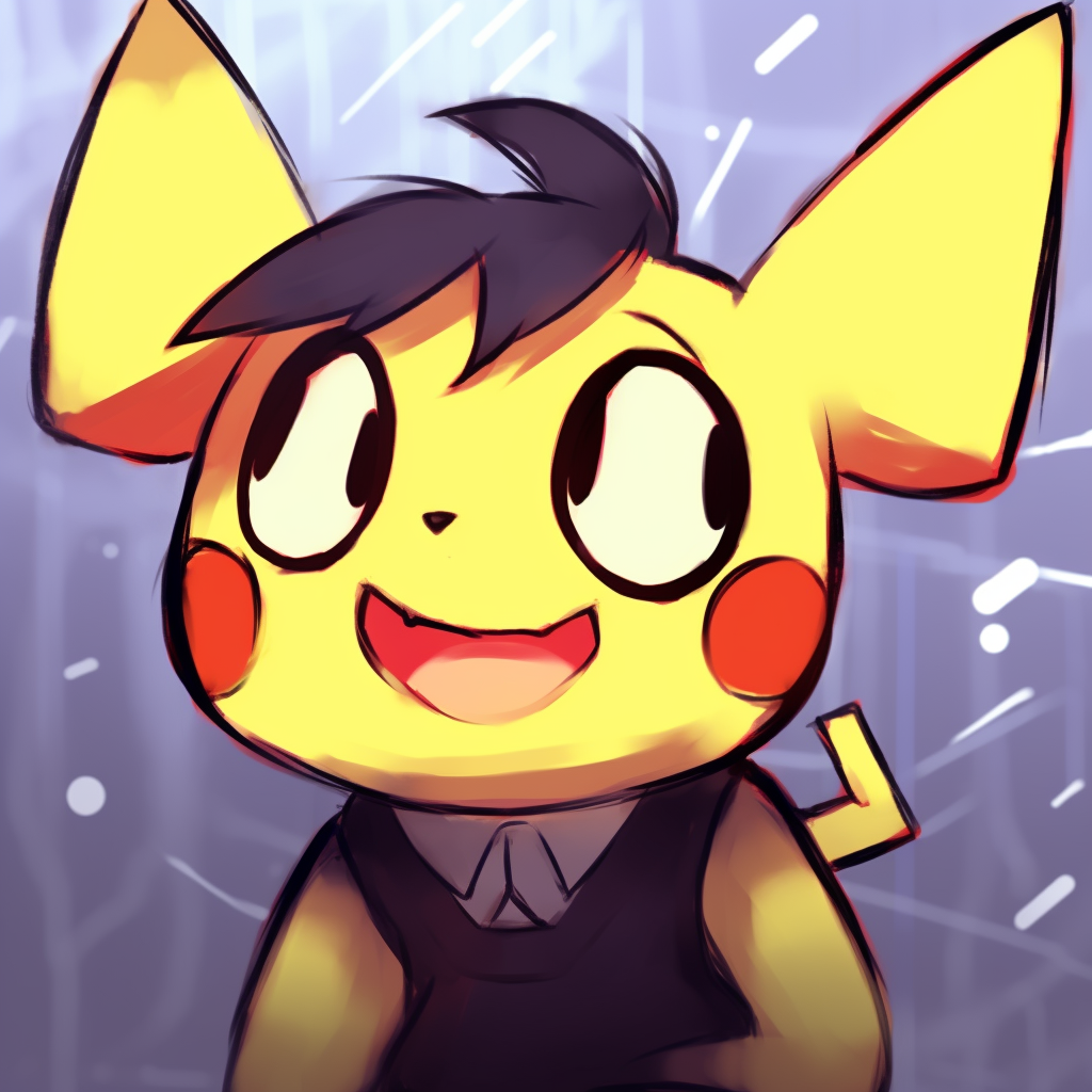 Pikachu laughing with a clear background, smooth lines and bright colors. funny pfp for school pfp for discord.