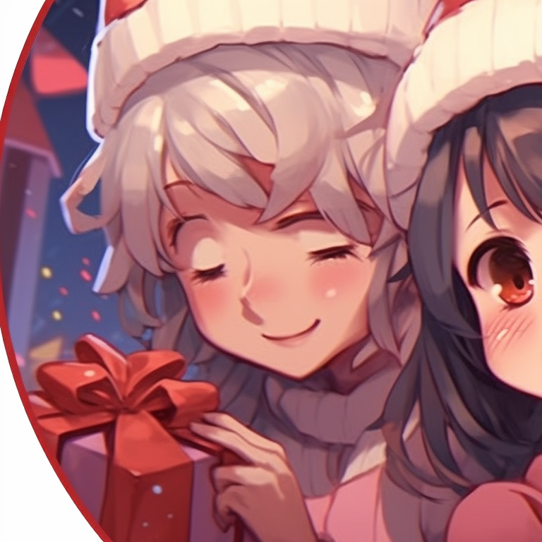 Two characters sharing a moment under a starry Christmas night, featuring intense expressions and a cool color scheme. fascinating matching cute aesthetic christmas pfp options pfp for discord.