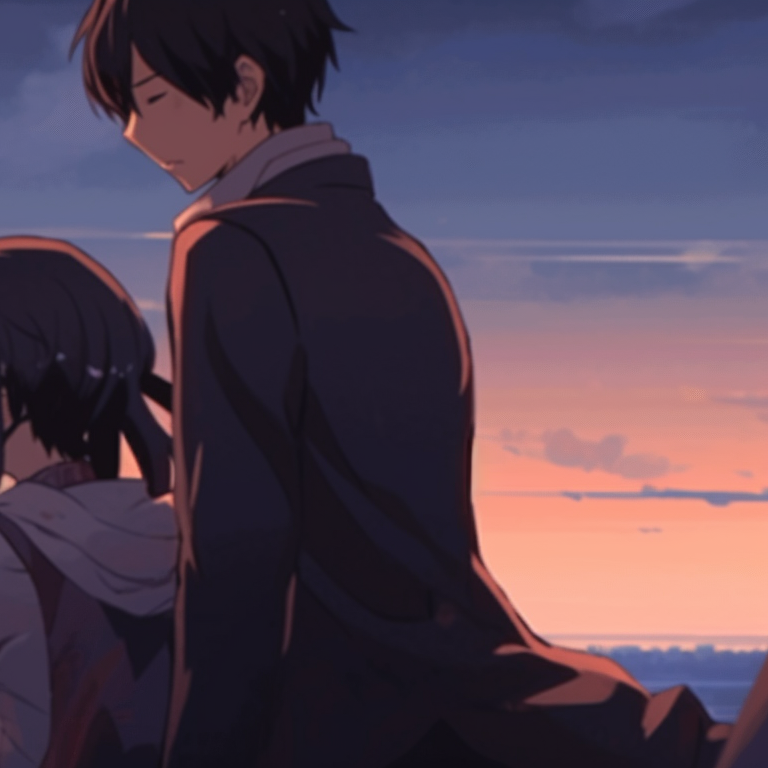 Two characters with rebellious expressions, vivid colors and high contrast. anime matching pfp gifs inspiration pfp for discord.