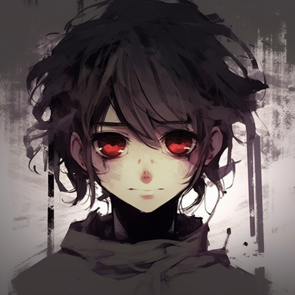 Anime character imbued with chaos, characterized by unstructured hair and vibrant colors. crazy anime boy pfp sketching tips pfp for discord.