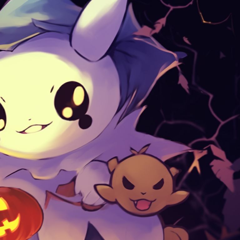 Two Duskull characters with flickering flames in their eyes, monochrome scheme and minimalist style, standing back-to-back. best matching pokemon pfp for halloween theme pfp for discord.