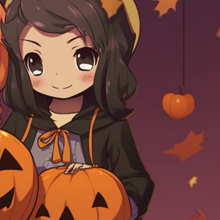 Two characters in Christmas sweaters, warm colors and pumpkin details. innovative matching christmas pfp pumpkin illustrations pfp for discord.