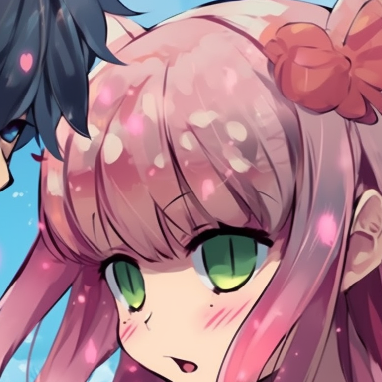 Natsu and Lucy of Fairy Tail, striking poses, bright colors and detailed art style. matching pfp ideas pfp for discord.