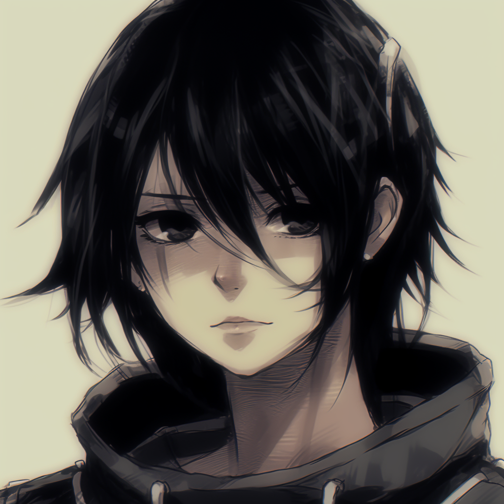 Mikasa Ackerman from Attack on Titan, distinct outlines and muted color palette. top rated manga anime pfp pfp for discord.