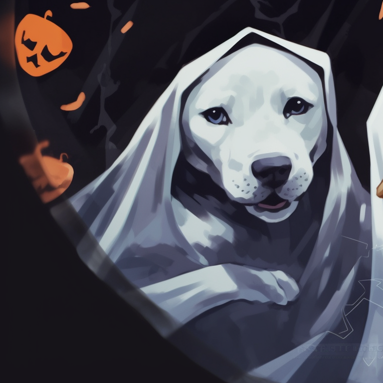 Two terriers depicted as zombies, with cool tones and expressive eyes. spooky dogs matching pfp halloween theme pfp for discord.
