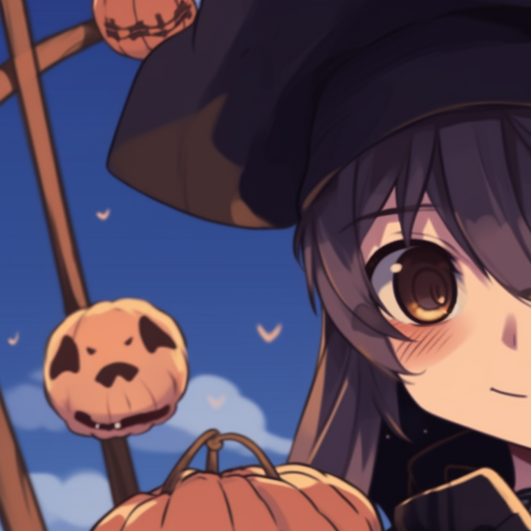 Profile pictures of Hanako and Yashiro adorned in creepy masks, sharp contrast, pastel Halloween colors. hanako and yashiro halloween theme matching pfp gallery pfp for discord.