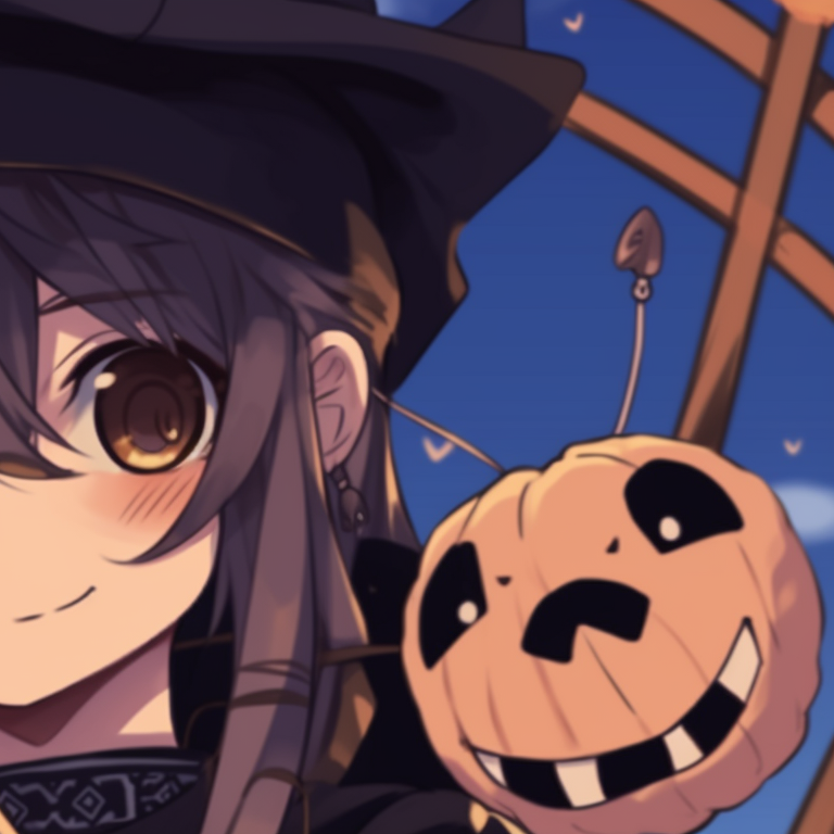 Profile pictures of Hanako and Yashiro adorned in creepy masks, sharp contrast, pastel Halloween colors. hanako and yashiro halloween theme matching pfp gallery pfp for discord.