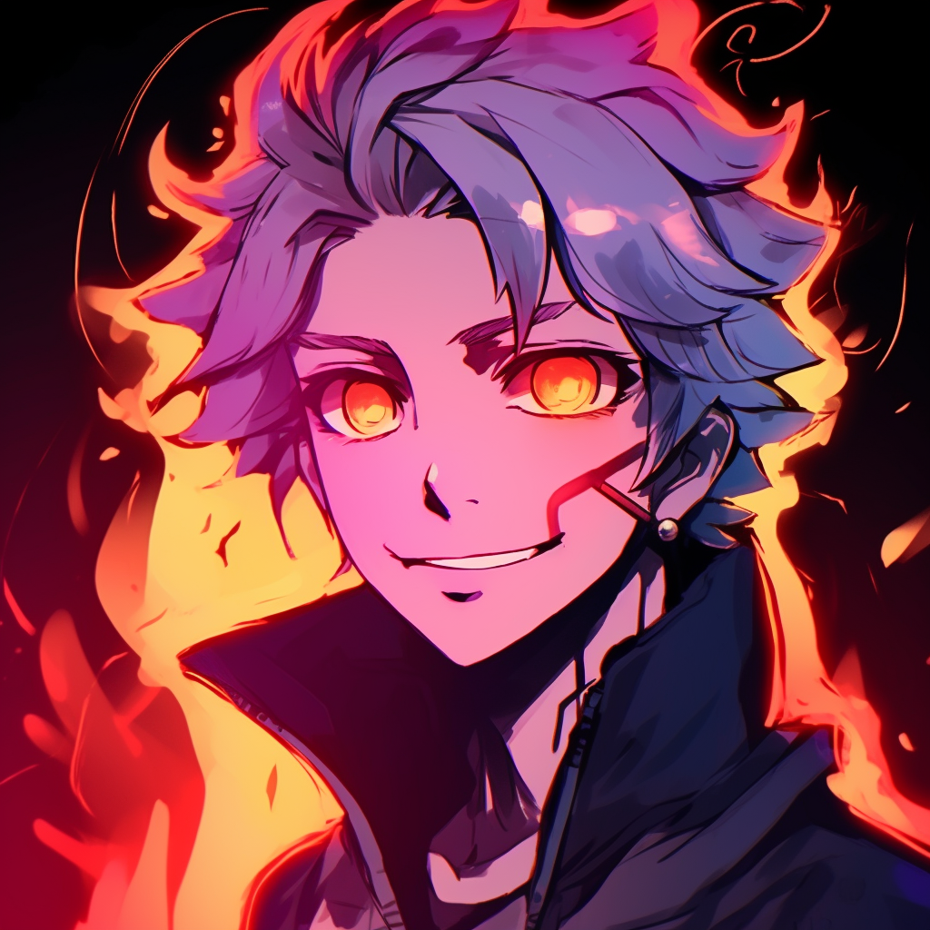 Tanjiro Kamado's profile portrait enriched with vibrant glowing colors top-tier glowing anime pfp selection