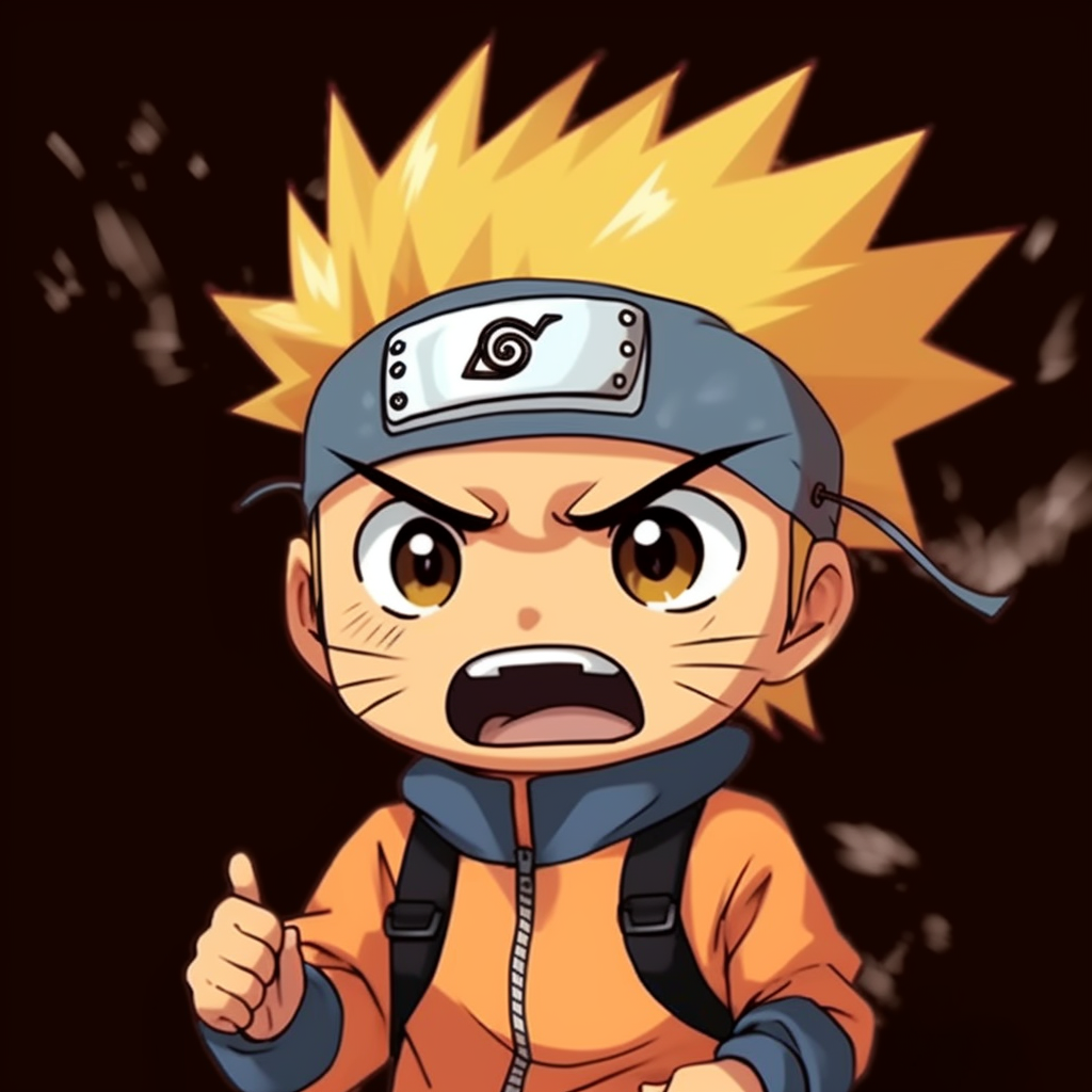 Naruto Uzumaki chibi-style in a meme moment, featuring exaggerated expressions and vibrant comic style. finest anime meme pfp pfp for discord.