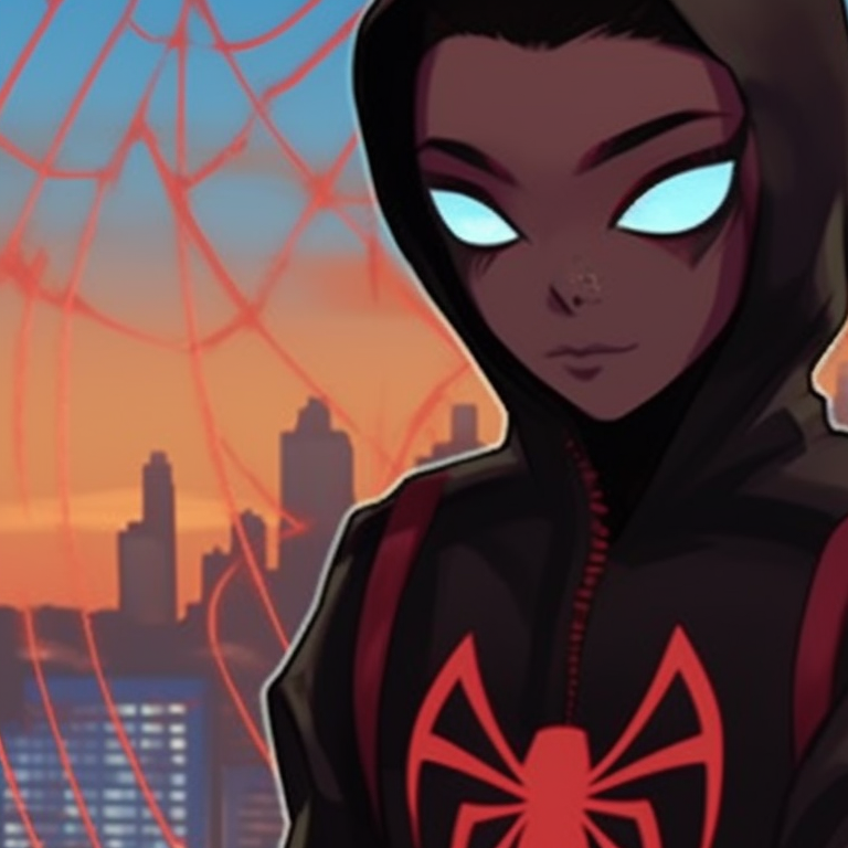 A close-up of Gwen and Miles, showcasing their unique features and vibrant colors. miles and gwen matching pfp personalities pfp for discord.