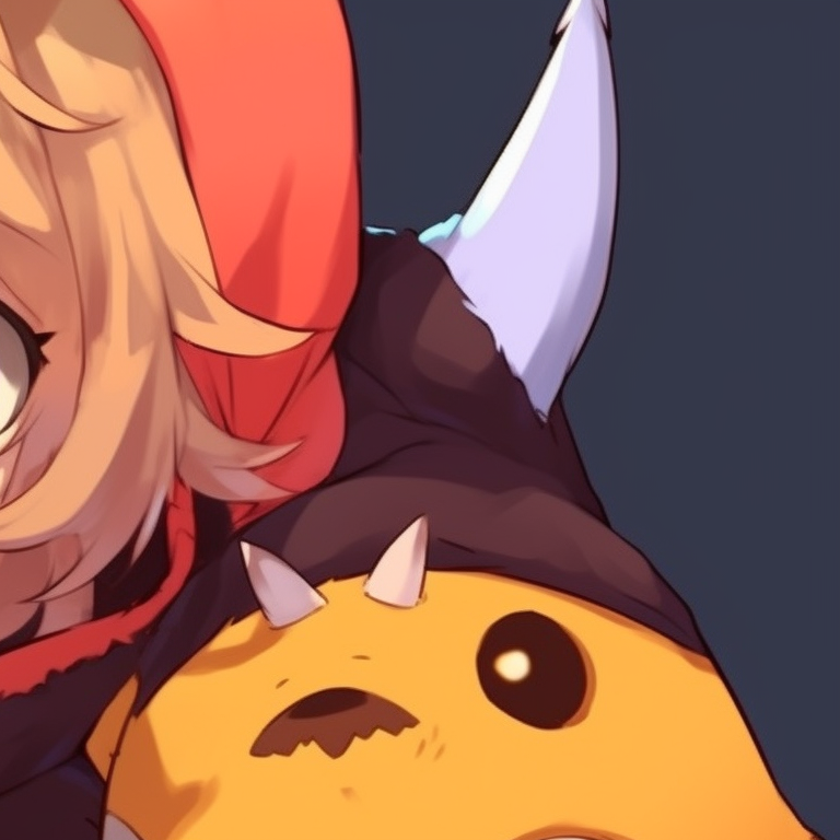 Two characters in cute monster costumes, bold colors and cartoonish style. aesthetic anime matching pfp halloween theme: cute characters pfp for discord.