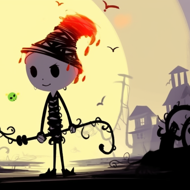 Stickmen covered in spectral ghoul attire, reaching out to each other with transformable limbs, focus on striking contrast. halloween themed stickman pfp pfp for discord.