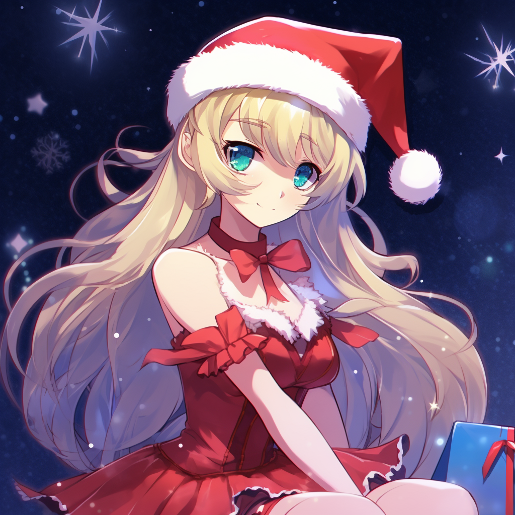 Sailor Moon celebrating Christmas, detailed art style with a festive theme. anime character christmas pfp