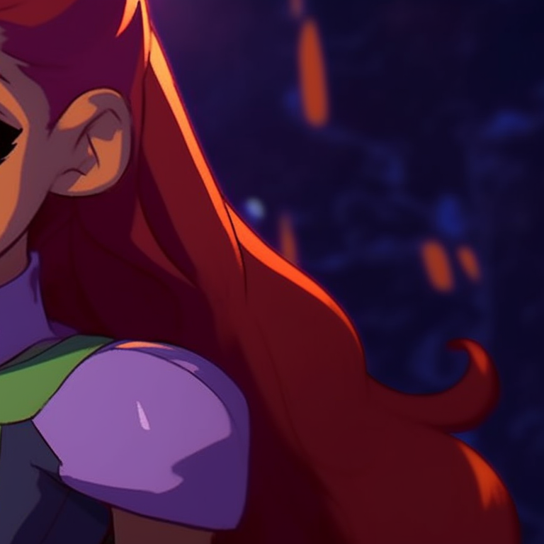 Matching pfps depicting Robin and Starfire in battle-ready stances, their masked looks are dark yet vibrant. robin and starfire matching pfp in cartoons pfp for discord.