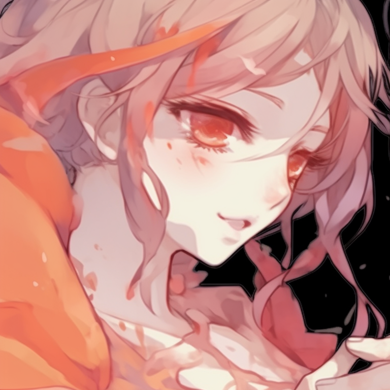 Two characters sharing a quiet moment, subtle smiles and soft lighting, dressed in Victorian era inspired ghost outfits. halloween-inspired anime matching pfps pfp for discord.